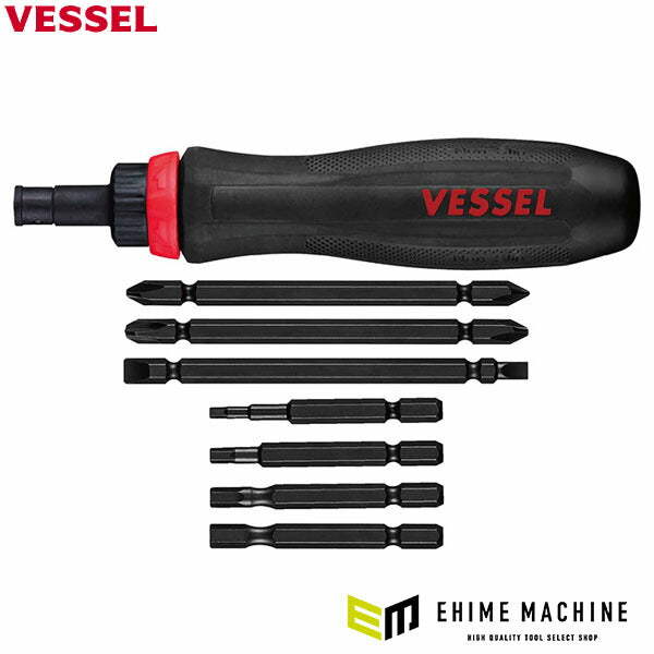 [26SS新商品] ベッセル メガドラ差替ラチェットドライバー 7本組 収納ポーチ付 (900RT-7P)(4907587039415) VESSEL