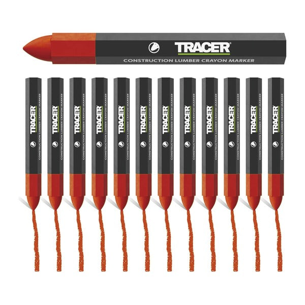 日本正規品 トレイサー ランバークレヨン 12本パック レッド 幅3～6mm 木材 コンクリート マーキング (ACM2)(5060668272626) TRACER
