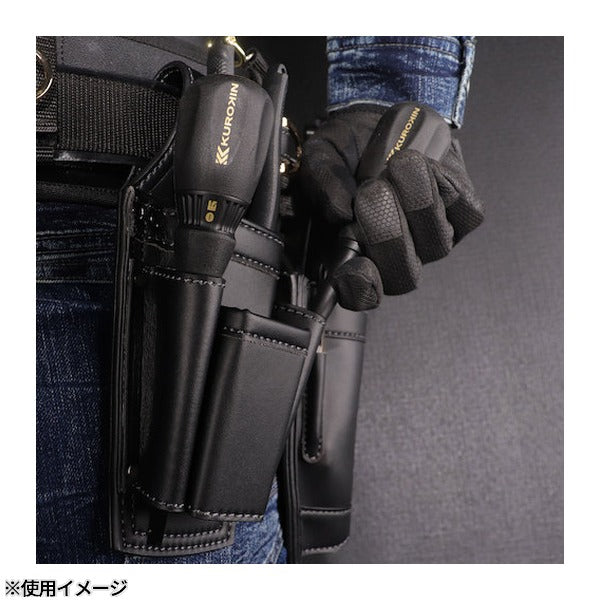 フジ矢 ドライバーペンチホルダー2段(黒金)LIGHT PU LEASER SERIES (AH-72BG)(4952520414392) FUJIYA 工具