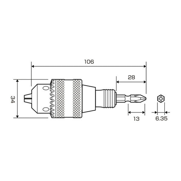 アネックス ビット交換式ドリルチャック 1.5～10mm 電動工具用 (AKL-250E)(4962485273651) ANEX