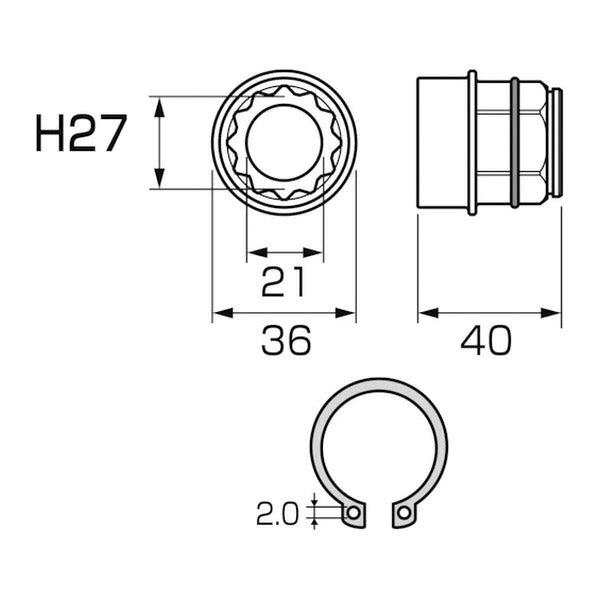 アネックス オフセットアダプター30mm 専用ソケット H27mm 狭所 隅打ち (AOA-3027)(4962485276133) ANEX