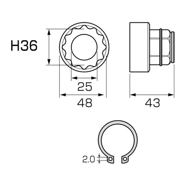 アネックス オフセットアダプター30mm 専用ソケット H36mm 狭所 隅打ち (AOA-3036)(4962485276164) ANEX