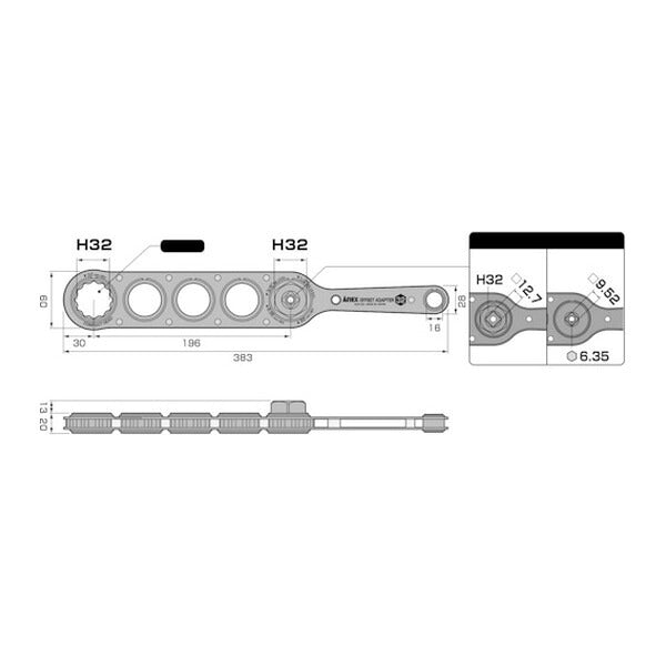 アネックス オフセットアダプター32mm ロングタイプ 狭所 隅打ち (AOA-32L)(4962485278786) ANEX