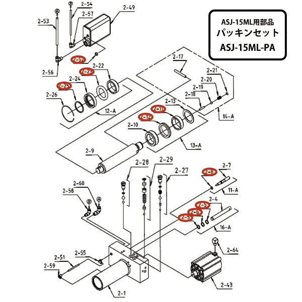 [メーカー直送品] マサダ製作所 ASJ-15ML用パーツ パッキンセット ASJ-15ML-PA MASADA