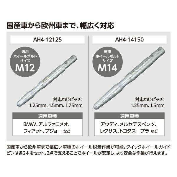 KTC ATH404 クイック ホイール ガイドピンセット 適応ホイール ボルトサイズ M12(AH4-12125) M14(AH4-14150) 車 自動車専用ツール 京都機械工具