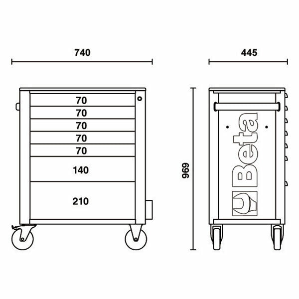 [メーカー直送業者便]  【2月末まで初期導入キャンペーン特価】日本正規品 Beta ベータ ツールトロリー 7段 RED (RSC24/7-R)(8054809187440) ツールキャビネット