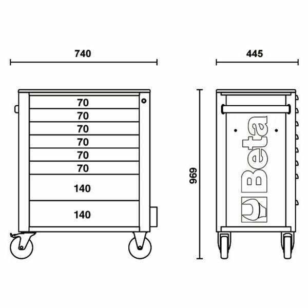 [メーカー直送業者便]  【2月末まで初期導入キャンペーン特価】日本正規品 Beta ベータ ツールトロリー 8段 BLACK (RSC24/8-N)(8054809187549) ツールキャビネット