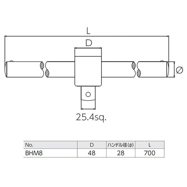 KTC (25.4SQ)スライドヘッドハンドル (BHM8)(4989433615622) 京都機械工具