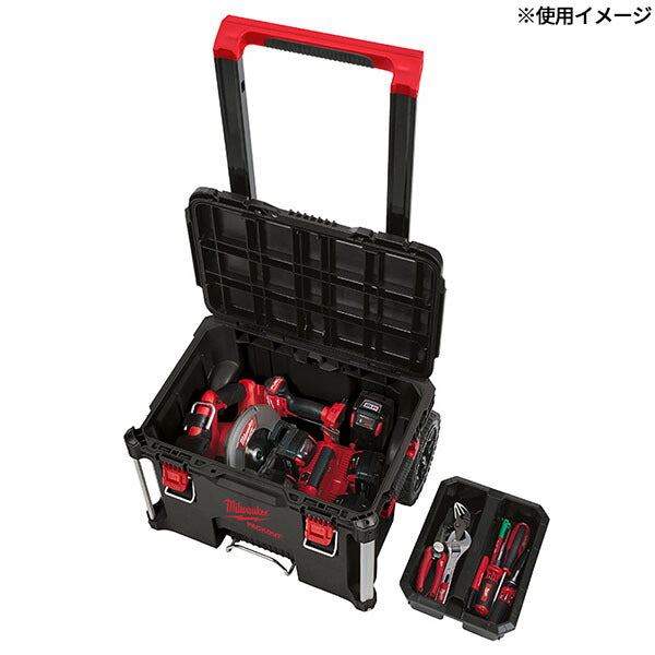 日本正規品 2025AW限定 ミルウォーキー PACKOUT キャリー式ツールボックス ブラック (4932464078) Milwaukee パックアウト 工具箱 電動工具入れ