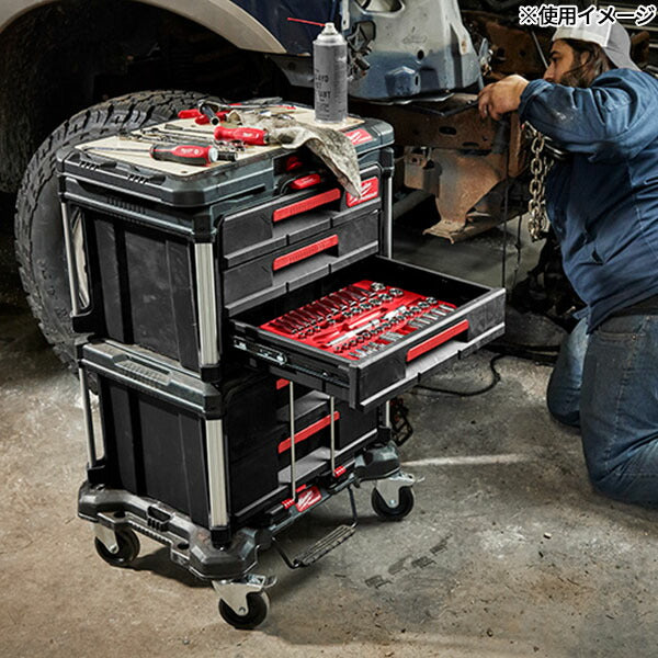 日本正規品 2025AW限定 ミルウォーキー PACKOUT 引き出し収納 2段 ブラック (4932472129) Milwaukee パックアウト 工具箱 電動工具入れ