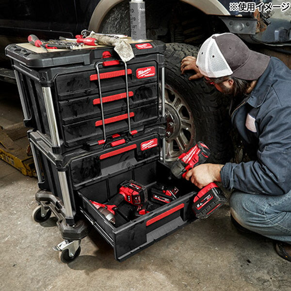 日本正規品 2025AW限定 ミルウォーキー PACKOUT 引き出し収納 3段 ブラック (4932472130) Milwaukee パックアウト 工具箱 電動工具入れ