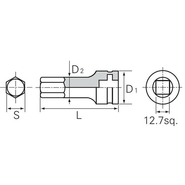 KTC (12.7SQ)インパクト用ヘキサゴンレンチ (BTP4-22AP)(4989433173269) 京都機械工具