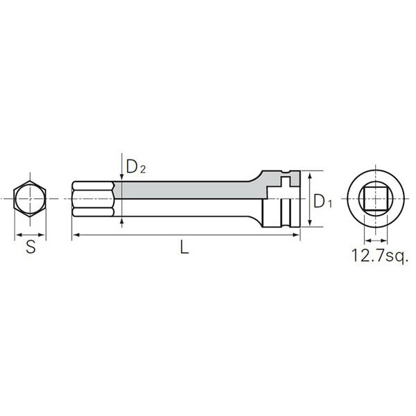 KTC (12.7SQ)インパクト用ヘキサゴンレンチ(ロング) (BTP4L-22P)(4989433173467) 京都機械工具
