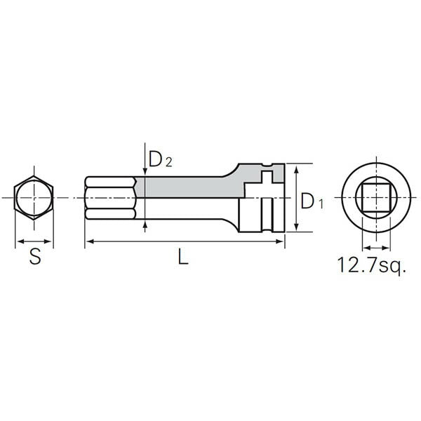 KTC (12.7SQ)インパクト用ヘキサゴンレンチ(セミロン) (BTP4M-22P)(4989433173368) 京都機械工具