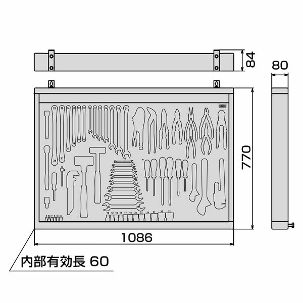 TONE 整備用工具セット サービスボード 間口1086×奥行80×高さ770mm (