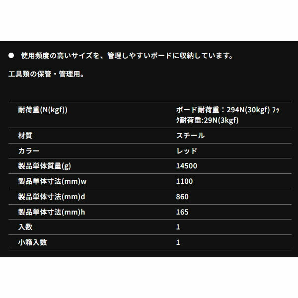 TONE 整備用工具セット サービスボード 間口1086×奥行80×高さ770mm (