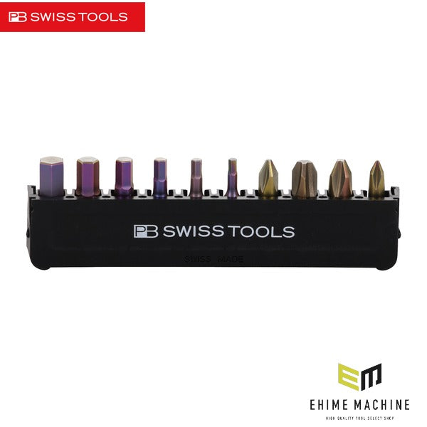 日本正規品 PBスイスツールズ 10本組ビットセット プラス#0～#3 六角2～6mm ブラックビットホルダー付 日本限定 差込角6.35mm (C6BITSET-BK)(4545301117638) PB SWISS TOOLS