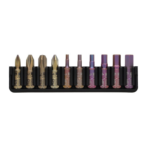 日本正規品 PBスイスツールズ 10本組ビットセット プラス#0～#3 六角2～6mm ブラックビットホルダー付 日本限定 差込角6.35mm (C6BITSET-BK)(4545301117638) PB SWISS TOOLS