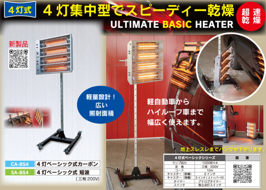 [メーカー直送業者便] キュービック 4灯式 200V カーボンヒーター CA-BS4 明々工業 CUBIC SYSTEM 塗装乾燥機 超速乾燥 ベーシック