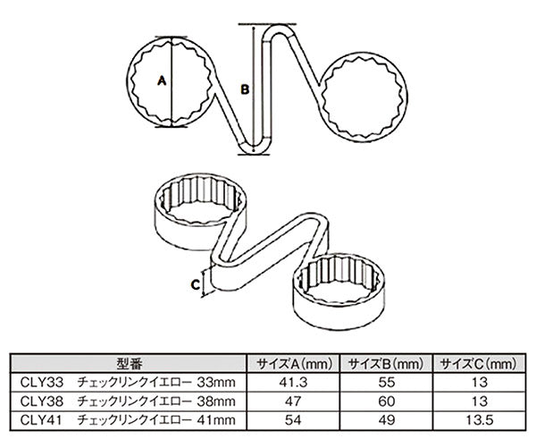 チェックリンクイエロー33mm 50個入 CLY33 ナットの緩みを一目で検知