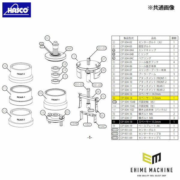 ハスコー シール抜きフック CP-504-05 (4940995520779) HASCO オイルシール取り外し用工具