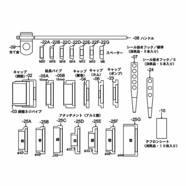 ハスコー クランクシール シール抜きセット CP-98C-HS (4580372204610)  クランクシールリプレッサーオプション HASCO