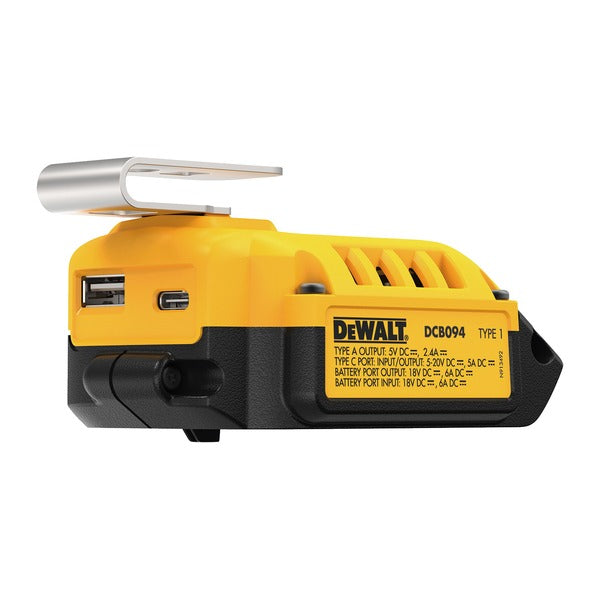 [26AW新商品] 日本正規品 デウォルト 18V USB PD対応 ポータブル充電器 USB-C 100W 給電・充電 FLEXVOLT対応 110g (DCB094-B1)(4536178692540) DEWALT