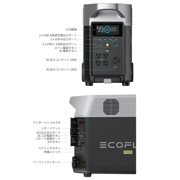 EcoFlow ポータブル電源 DELTAPRO-JP【メーカー保証付】大容量 DELTA