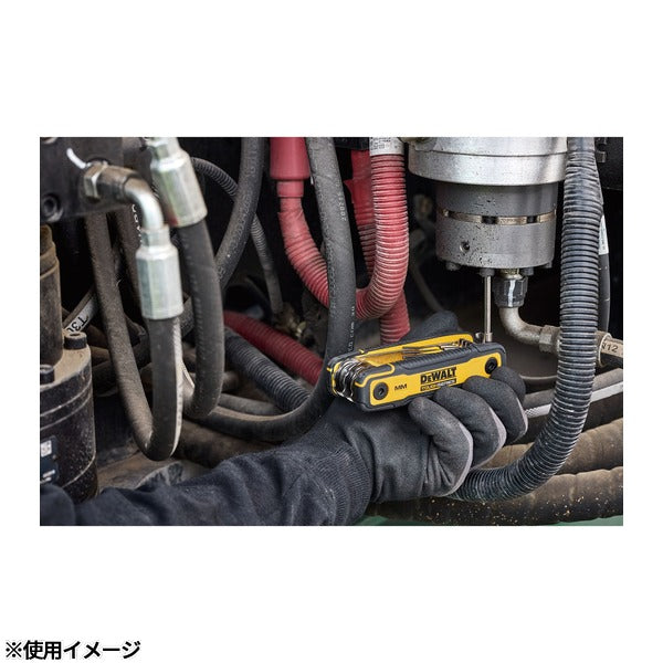 [26AW新商品] 日本正規品 デウォルト タフシリーズ 折りたたみ式 六角レンチセット ミリ8本 1.5-8mm S2スチール 3段階ロック (DWHT70267)(4536178923989) DEWALT