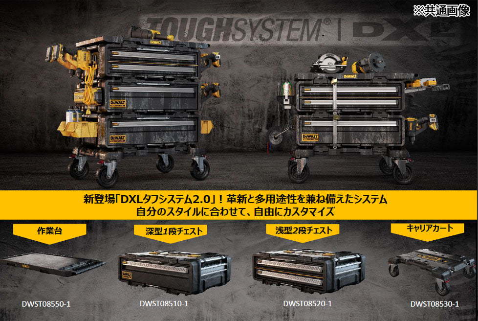 日本正規品 デウォルト タフシステム 2.0 DXL 浅型2段チェスト (DWST08520-1) タフシステム連結可能 DEWALT (4536178929950)