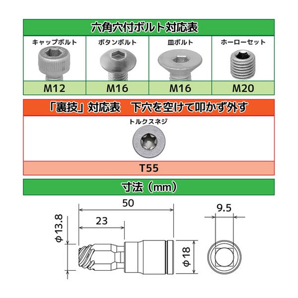 エンジニア ネジモグラ ソケット 対辺10.0mm 差込角9.5mm なめた六角穴ボルト外し (DWZ-410)(4989833015107) ENGINEER