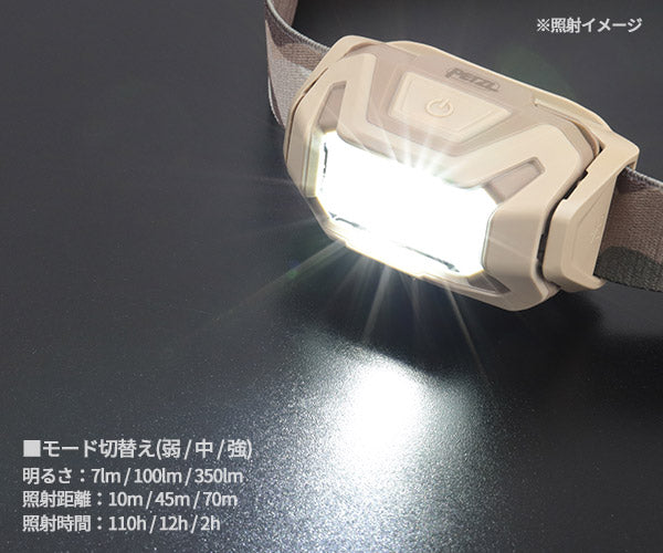 日本正規品 ペツル アリア 1 RGB カモフラージュ ヘッドランプ 350ルーメン IP67 防水 防塵 耐衝撃 単4電池式 (E069BB01)(3342540850668) PETZL