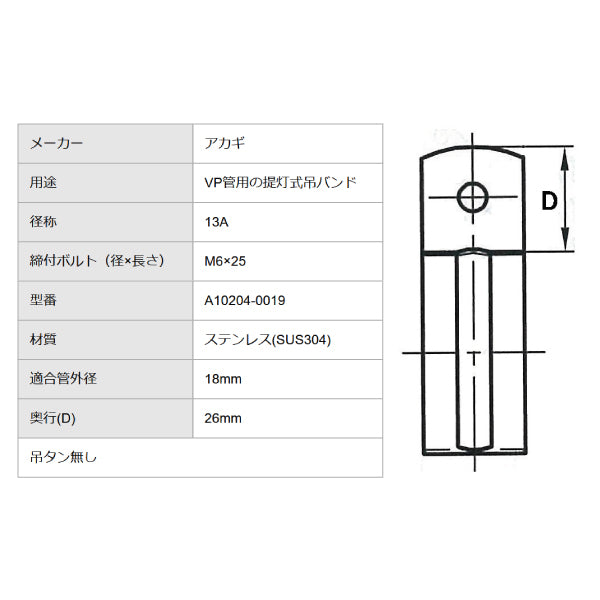 エスコ 40A 吊バンド(VP管用/ステンレス製) EA440AY-40 ESCO