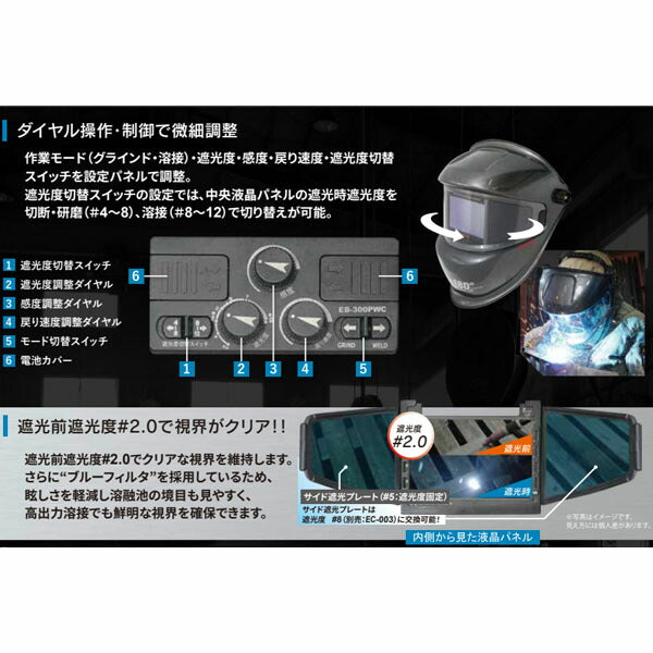 [メーカー直送品] スズキッド アイボーグ・ワンエイティークリスタル EB-300PWC(4991945036758) SUZUKID 180クリスタル 溶接面 液晶自動遮光