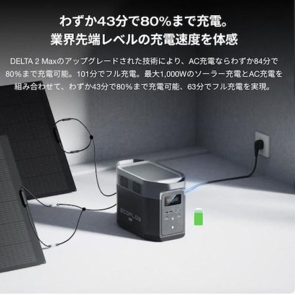 EcoFlow ポータブル電源 EFDELTA2MAX-JP 【メーカー保証付】 大容量 DELTA 2 MAX 2048Wh 家庭用 蓄電池 発電機 ポータブルバッテリー 防災 節電 デルタ2 マックス エコフロー