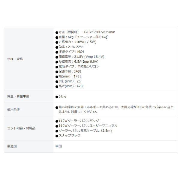 EcoFlow 110Wソーラーパネル EFSOLAR110N 折り畳み式ソーラーパネル エコフロー