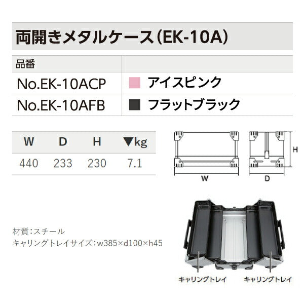 【1000円offクーポン対象】2025SK限定カラー KTC EK-10AFB 両開きメタルケース フラットブラック 京都機械工具 工具箱 ツールケース 2025 SK セール