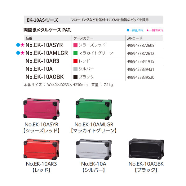 KTC 工具箱 両開きメタルケース レッド ek-10ar3【エヒメマシン】