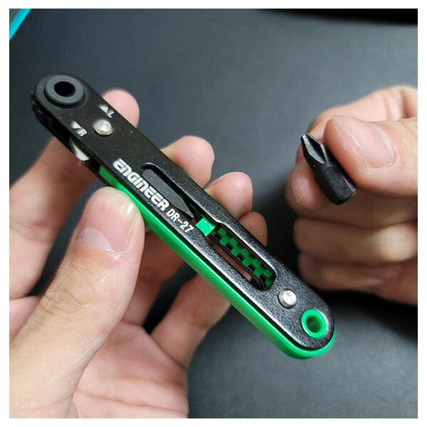 エンジニア 極薄ラチェットドライバー オフセット 先端厚11mm +No.2 -6×0.8mm (DR-27) (4989833012274) ENGINEER