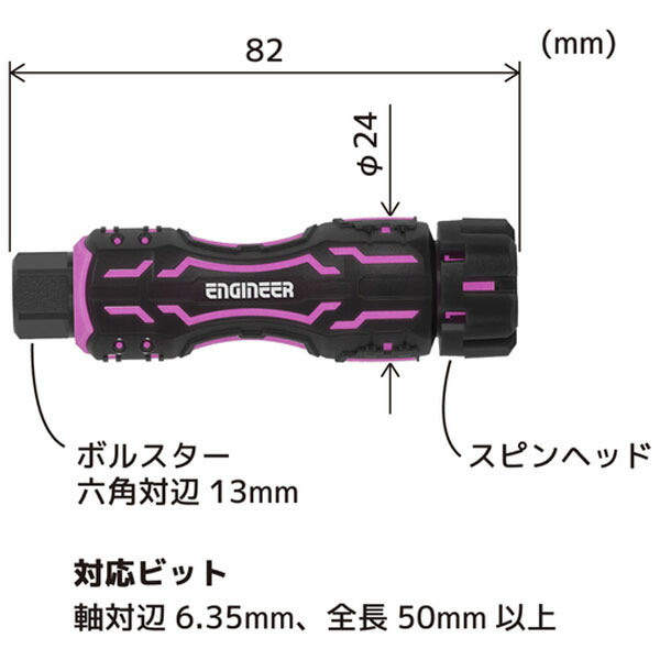 エンジニア 差替式ドライバー MINIドライヴ&ヘクスローブミドル PINK&BLACK (DZ-83P) (4989833006167) ENGINEER