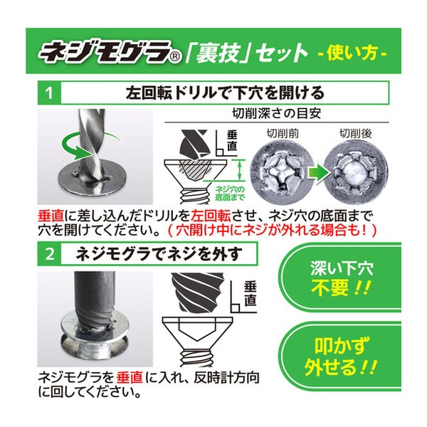 エンジニア MINIドライヴ&ネジモグラ「裏技」セット 対応ネジ頭径:7~9.5mm (TDZ-830) (4989833060497) ENGINEER