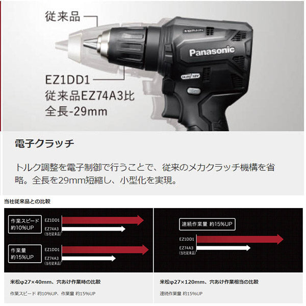 Panasonic EZ1DD1X-B ドリルドライバー 本体のみ (黒) パナソニック