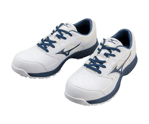 [26SS新作] ミズノ 安全靴 オールマイティLS3 11L（紐タイプ）ホワイト×ネイビー F1GA260001 つま先スリム リニューアル