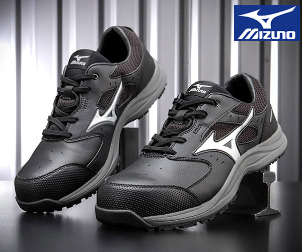 [26SS新作] ミズノ 安全靴 オールマイティLS3 11L（紐タイプ）ブラック×シルバー F1GA260009 つま先スリム リニューアル
