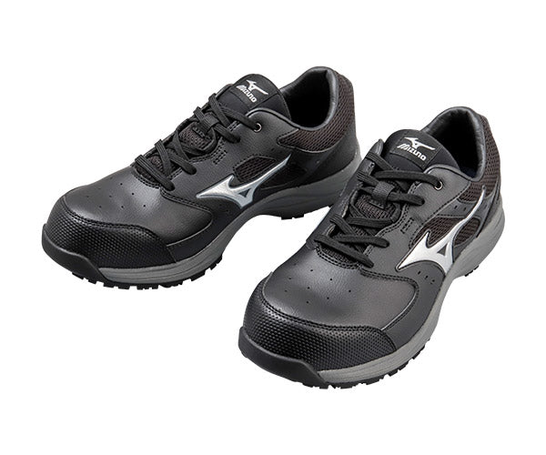 [26SS新作] ミズノ 安全靴 オールマイティLS3 11L（紐タイプ）ブラック×シルバー F1GA260009 つま先スリム リニューアル