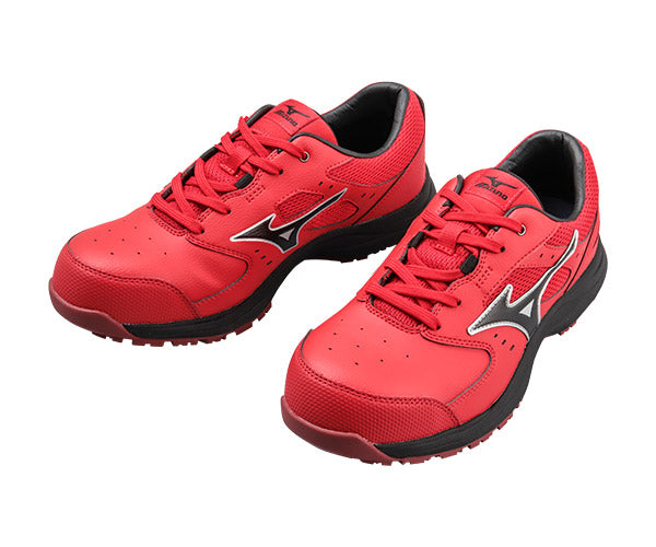 [26SS新作] ミズノ 安全靴 オールマイティLS3 11L（紐タイプ）レッド×ブラック F1GA260062 つま先スリム リニューアル