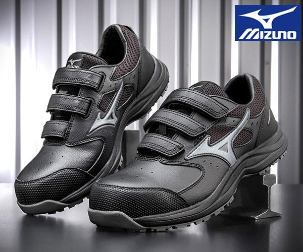 [26SS新作] ミズノ 安全靴 オールマイティLS3 22L（ベルトタイプ）ブラック×シルバー F1GA260109 つま先スリム リニューアル