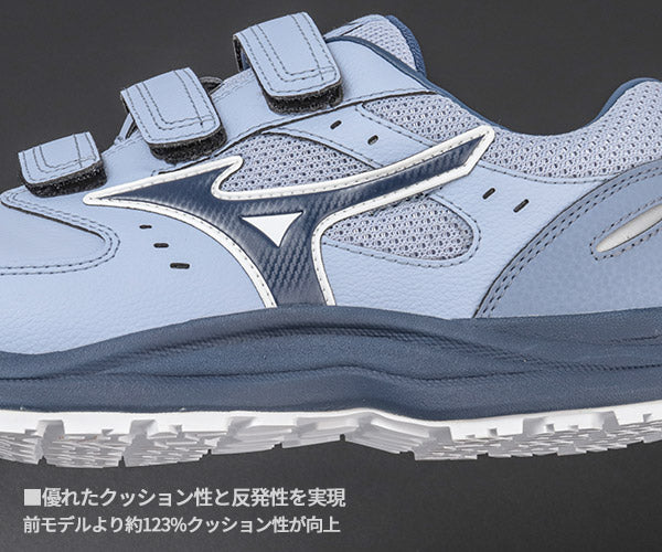 [26SS新作] ミズノ 安全靴 オールマイティLS3 22L（ベルトタイプ）ライトブルー×ネイビー F1GA260125 つま先スリム リニューアル