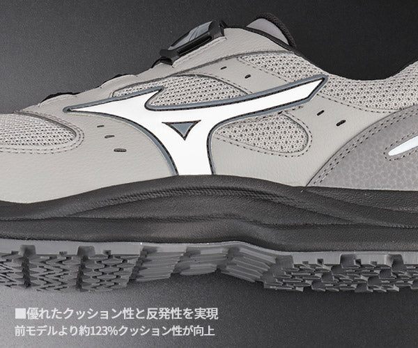 [26SS新作] ミズノ 安全靴 オールマイティLSIII 53L BOA グレー×ホワイト ダイヤル ローカット 3E JSAA A種 つま先スリム (F1GA260205) MIZUNO