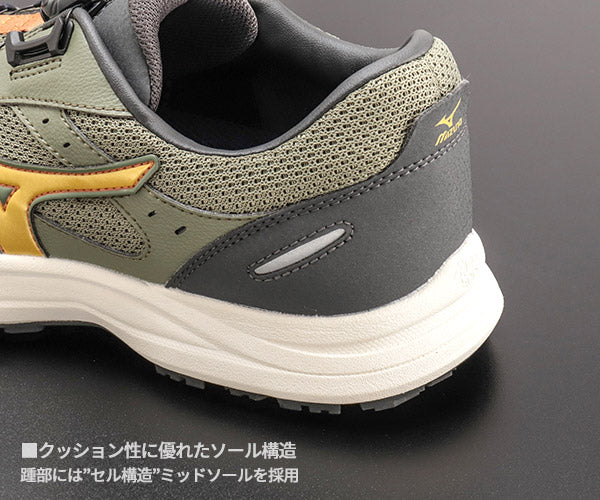 [26SS新作] ミズノ 安全靴 オールマイティLSIII 53L BOA オリーブ×ゴールド ダイヤル ローカット 3E JSAA A種 つま先スリム (F1GA260236) MIZUNO
